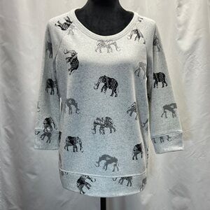 Style & Co. Gray Elephant Print Sweatshirt Size S